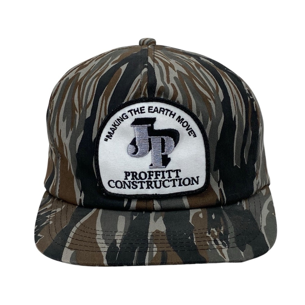 Vintage‎ K-Products USA Camo Snapback Hat Proffitt Construction Patch 90s Cap